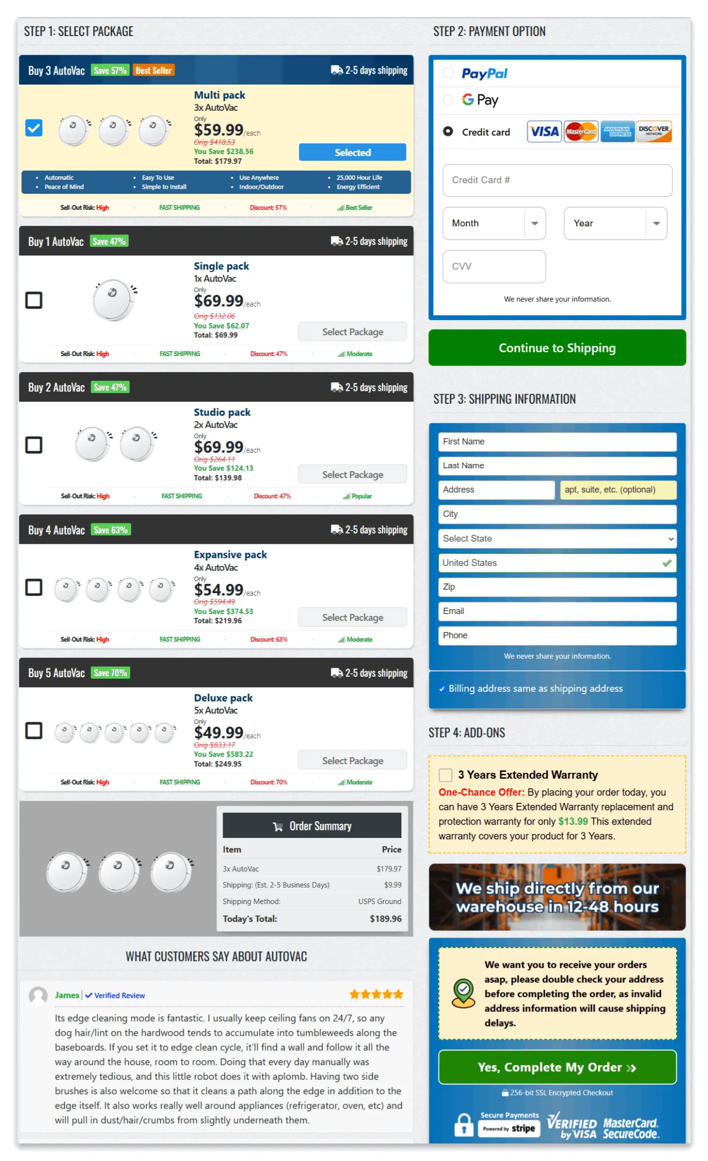 Autovac secure checkout page